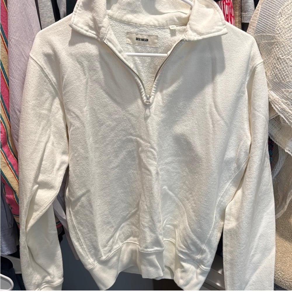 Buck Mason Cream Quarter-Zip Sweatshirt